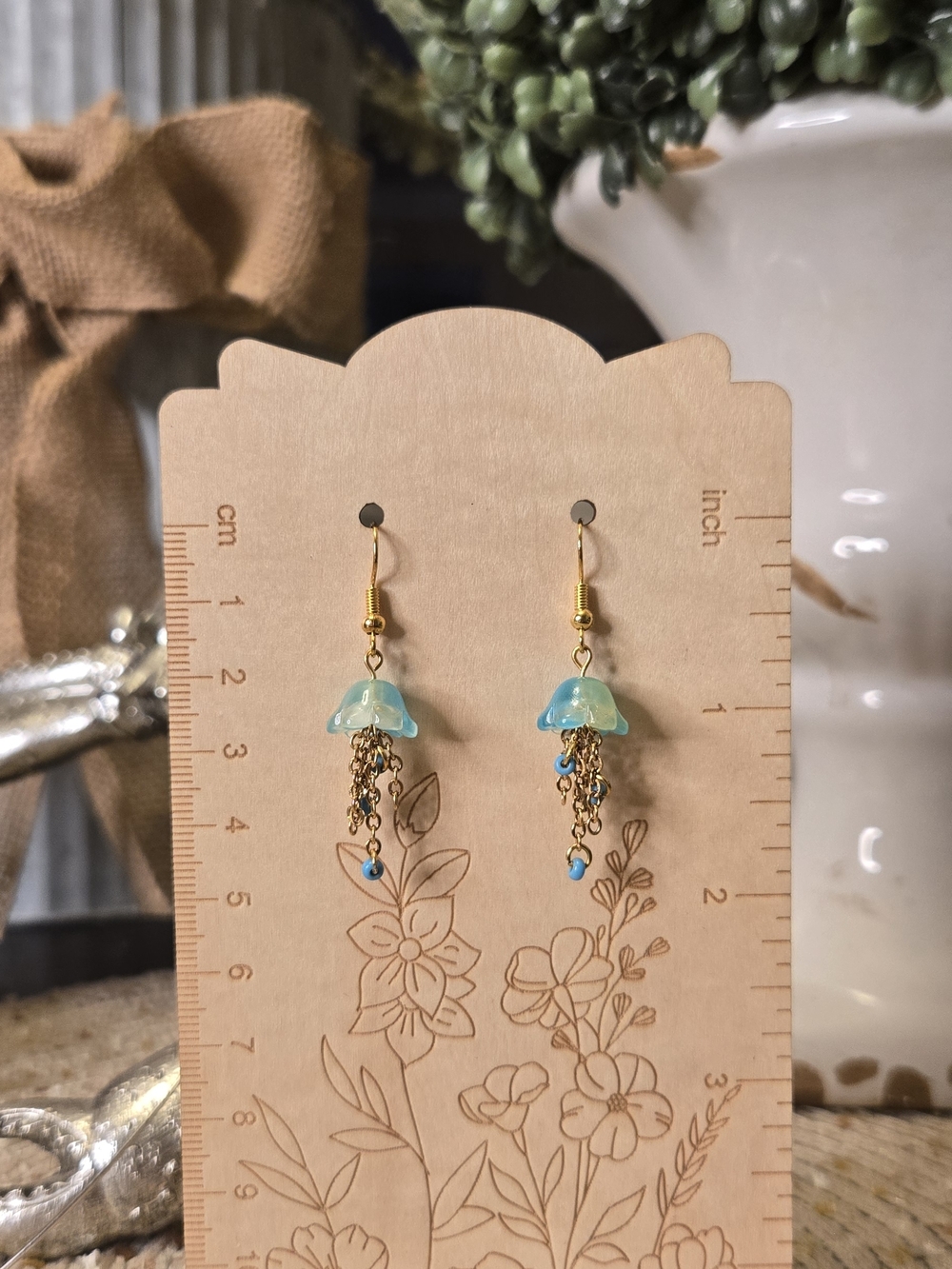 Delicate Aqua Jellyfish Drop Earrings - Women Jewelry